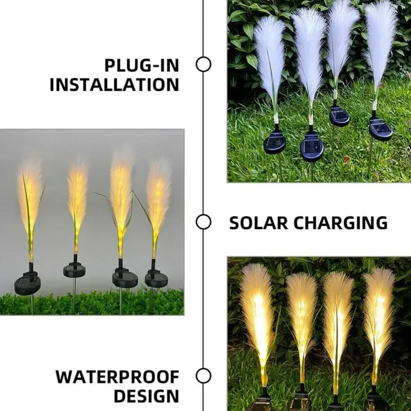 Solar Lights For Garden Waterproof Solar Lights For Outside 2X Landscape Lighting Decorative Reed Lamp Sway By Wind For Backyard