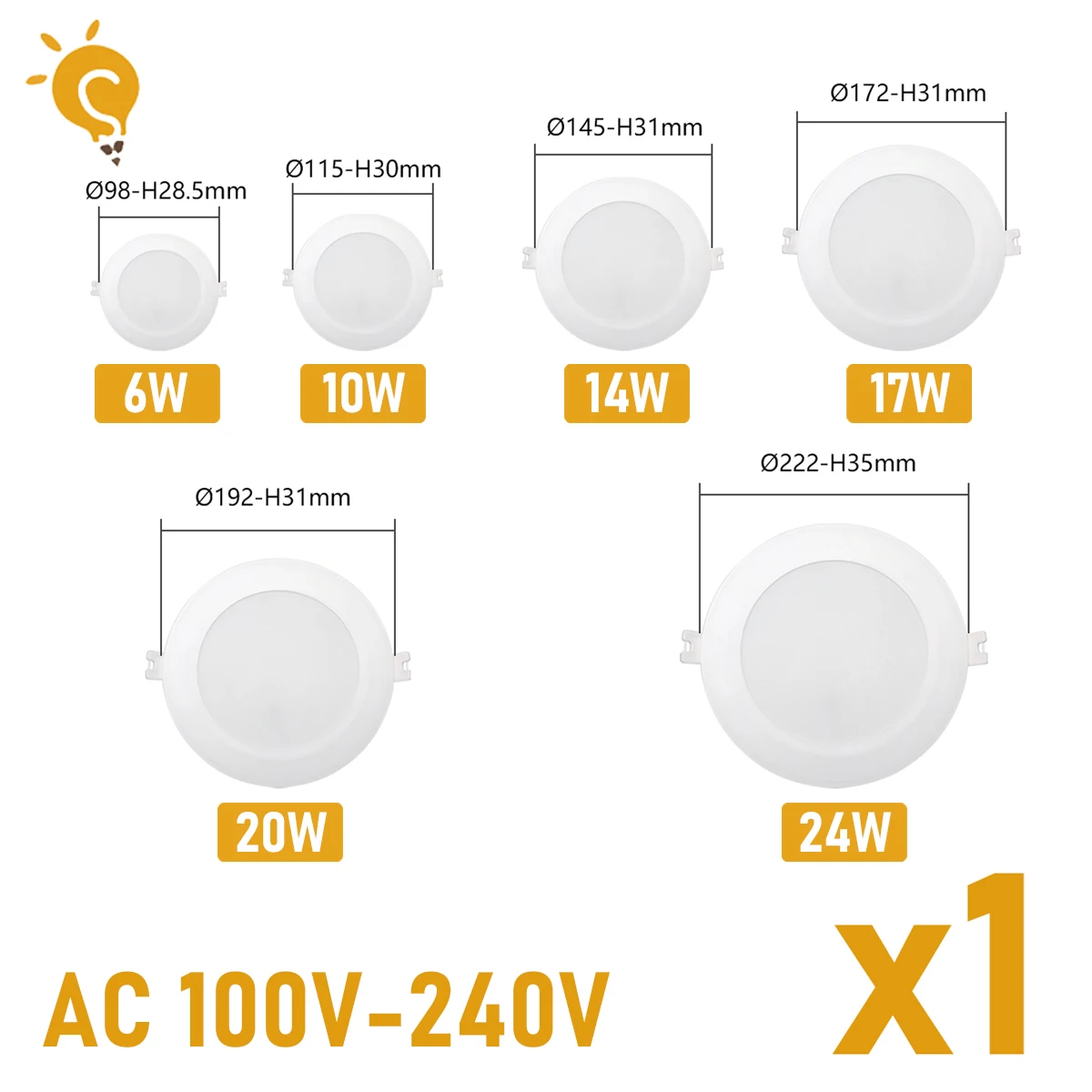 

1pcs/lot Downlight 110V 220V Ceiling Light 17W 20W 24W Recessed Led Down light Round Panel Light Spotlight Indoor Lighting