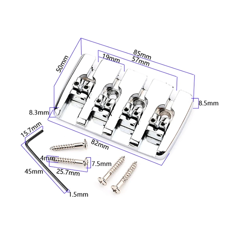 4-струнные хромированные электрические роликовые сиденья с винтами и гаечным ключом для 4-струнных электрических басов