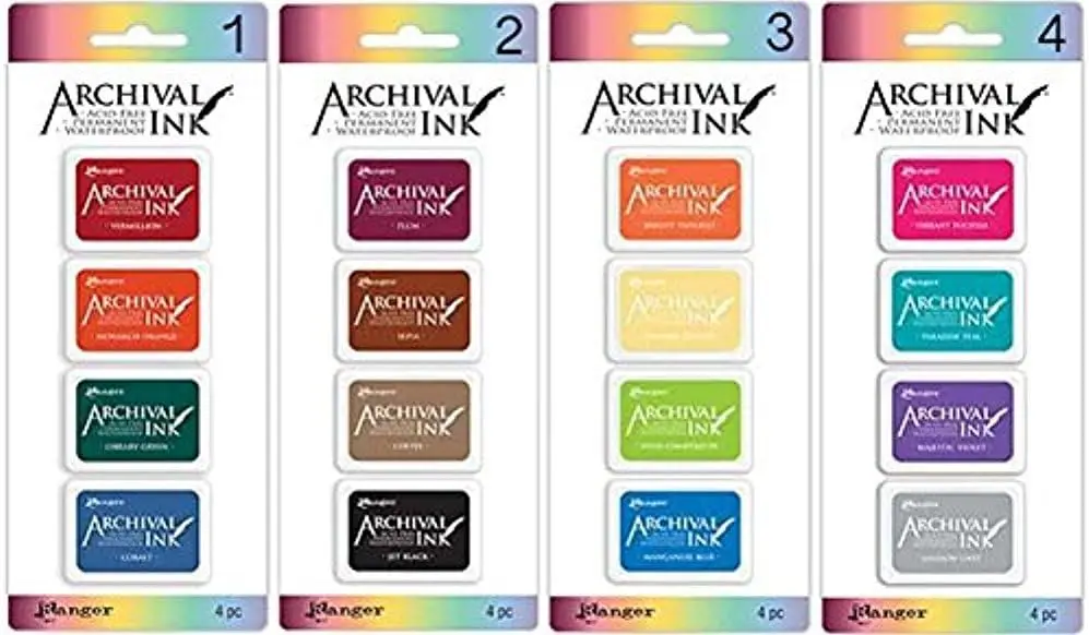 

Набор из 4 мини-чернильных подушечек для архивирования – бескислотные, водостойкие, для штамповки и рукоделия