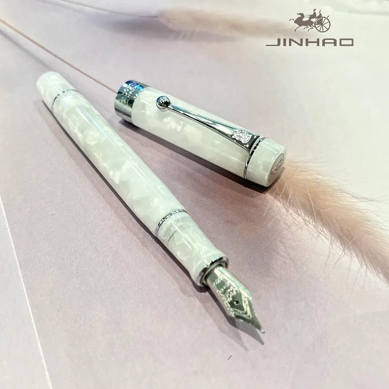Jinhao 100 Acryl-Füllfederhalter aus Metall mit silbernem Kugelclip, klassischer, glatter Executive-Signaturstift, perfekt für die Sammlung – Detail 10