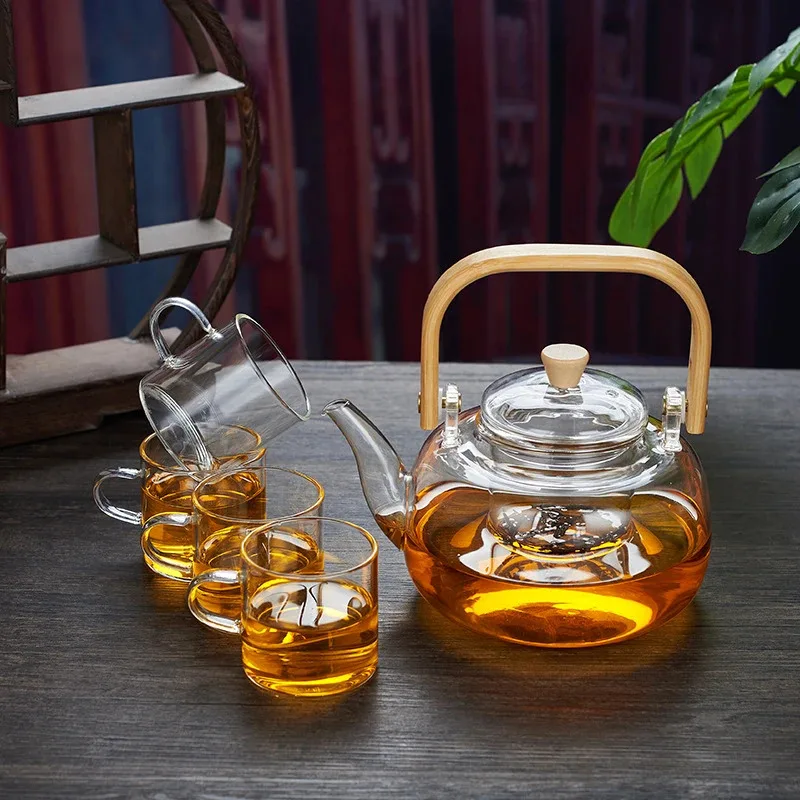 

TOPLIVING 4pcs Sets Tea Cup With Handle Heat-Resistant Water Cup Transparent Water Bottle Beer Mug Household Classic Large Capac