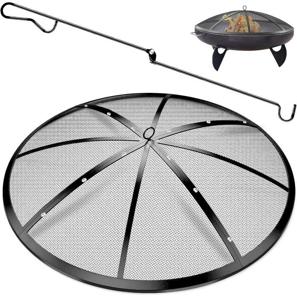 fire-pit-spark-screen-22inch-fire-pit-lid-outdoor-with-handle-poker-heavy-duty-mesh-firepit-cove-with-12-reinforced-bars-for