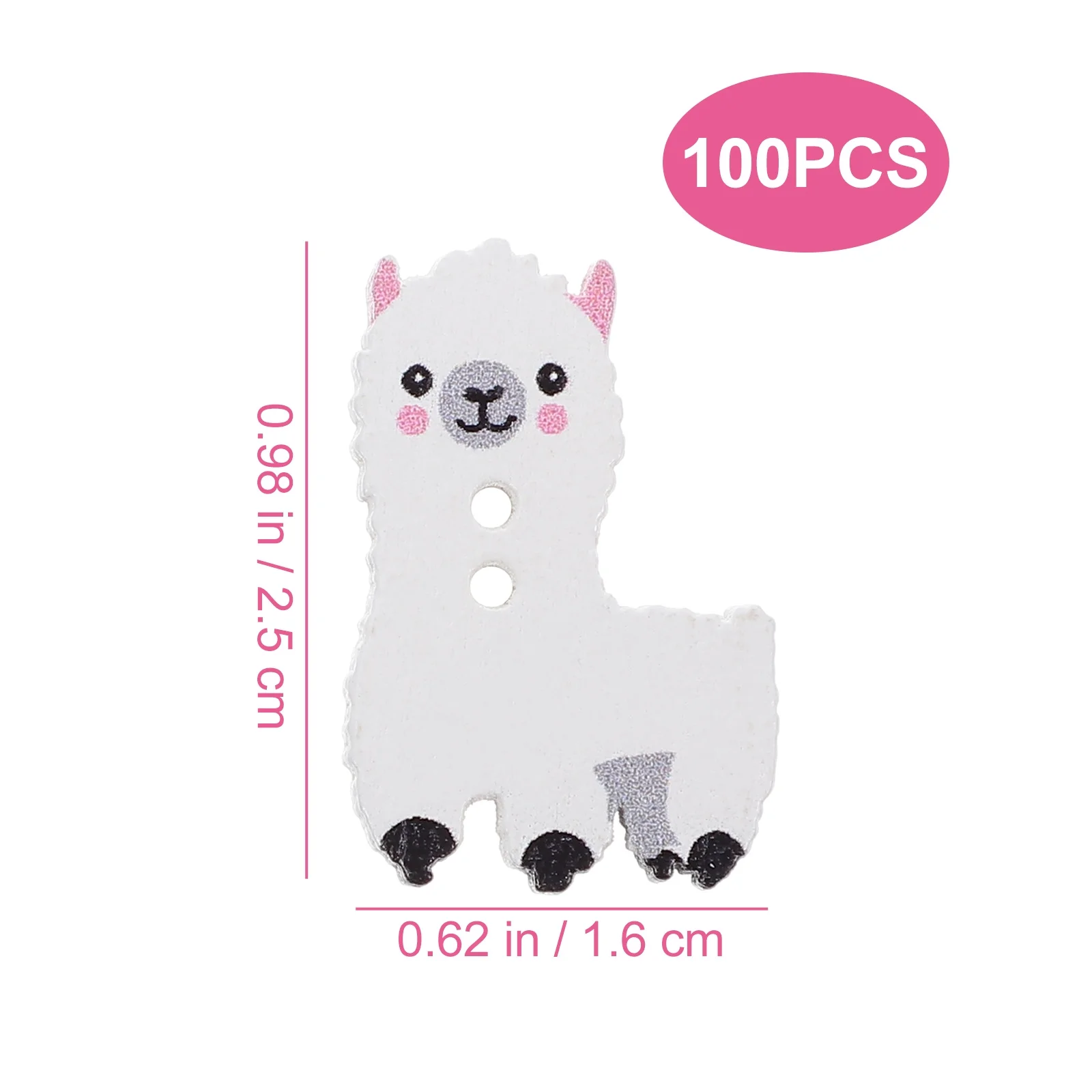 100Pcs Kancing Kayu Alpaca Kartun Hewan 2 Lubang untuk Menjahit Kerajinan DIY Dekorasi Kancing Kayu untuk Proyek Buatan Tangan