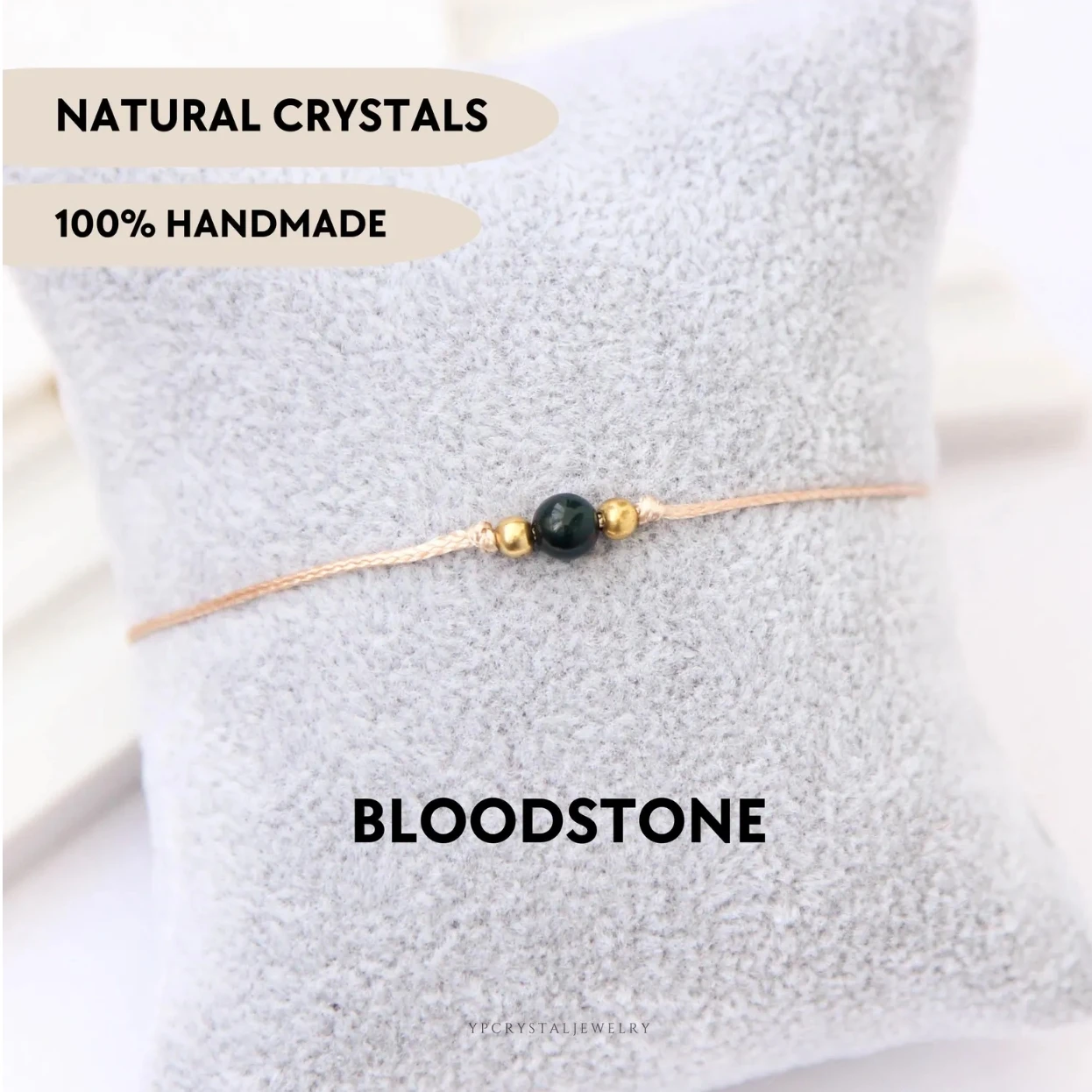 4mm Bloodstone Custom Cord Bracelet Simple Bead Bracelet