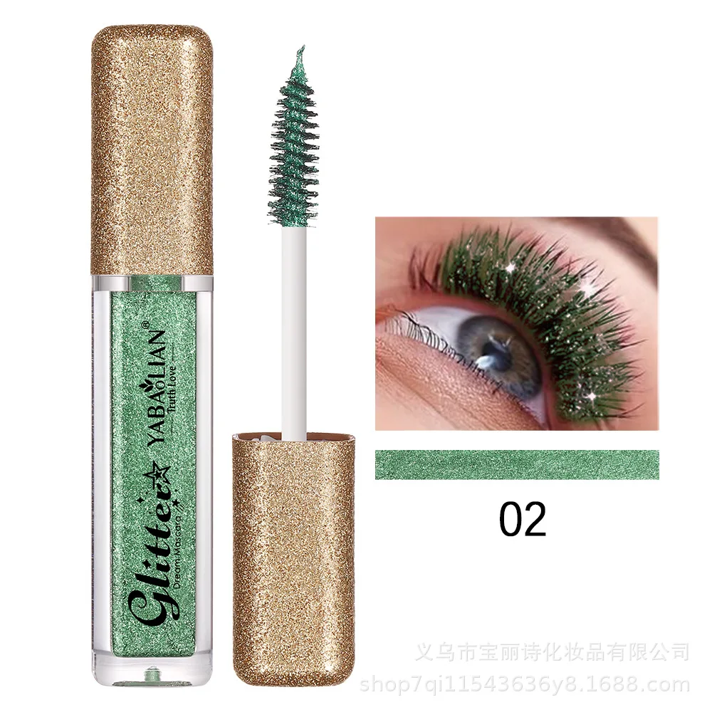 Máscara de pestañas con purpurina de color diamante, maquillaje de ojos nacarado para mujeres, máscara gruesa rizada, Cosméticos Coreanos impermeables, belleza