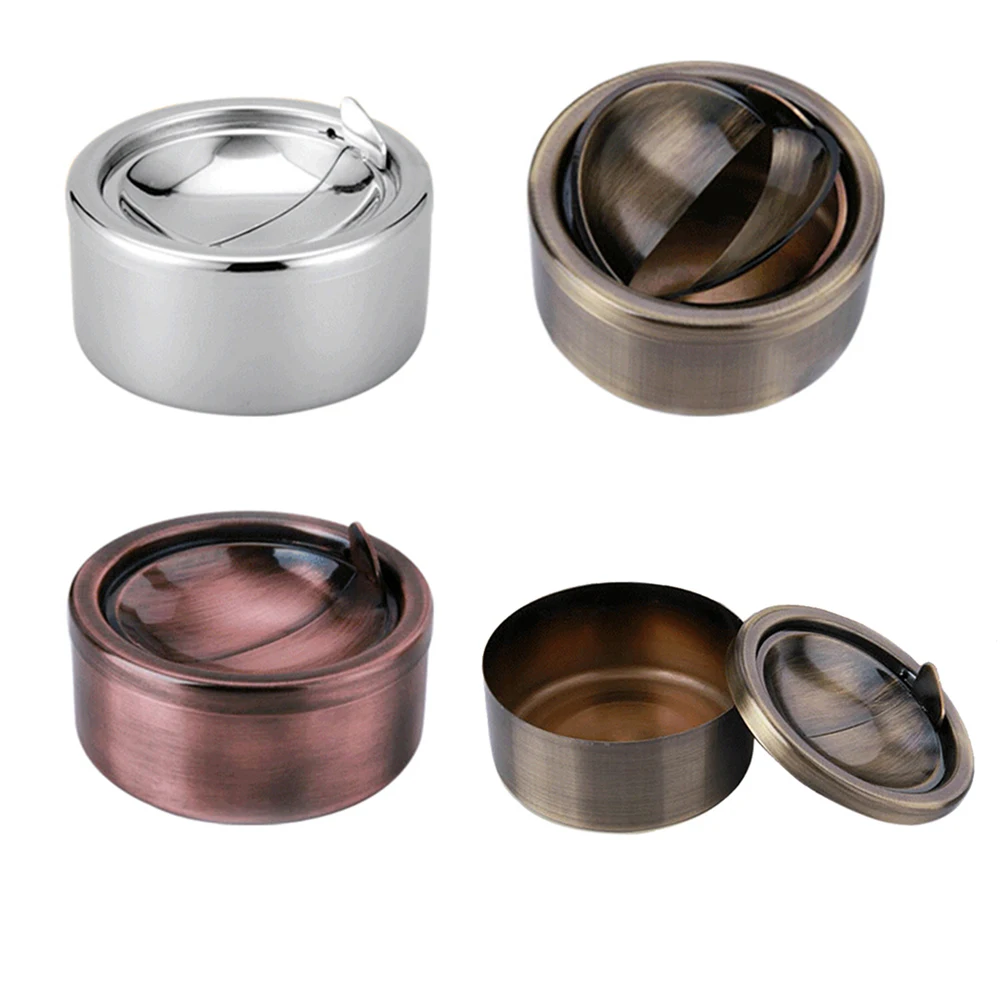

Stainless Steel Automatic Switch Ashtray Windproof with Lid Large Capacity Ash Storage Home Bar Cafe Hotel Restaurant