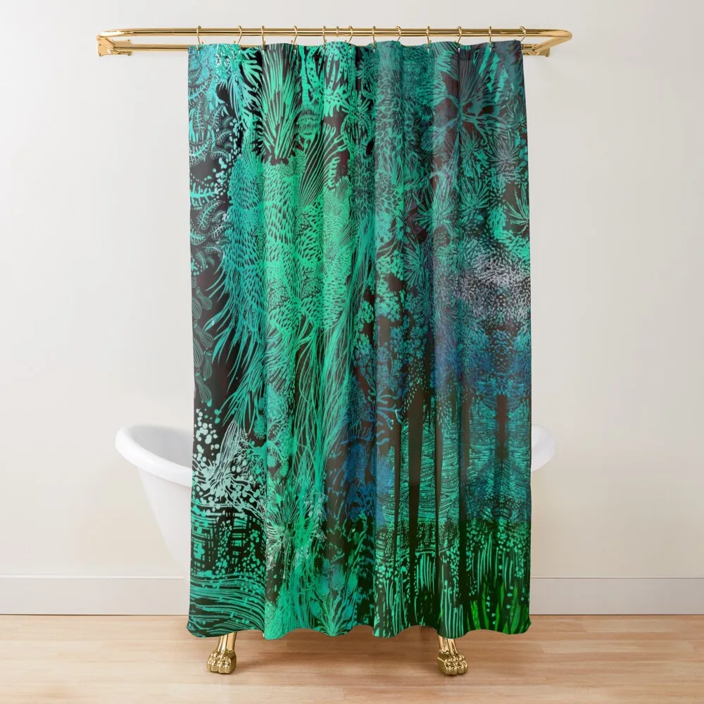

Turquoise Jungle Shower Curtain Anime Bathroom Transparent Bathroom Shower In The Bathroom Deco Curtain