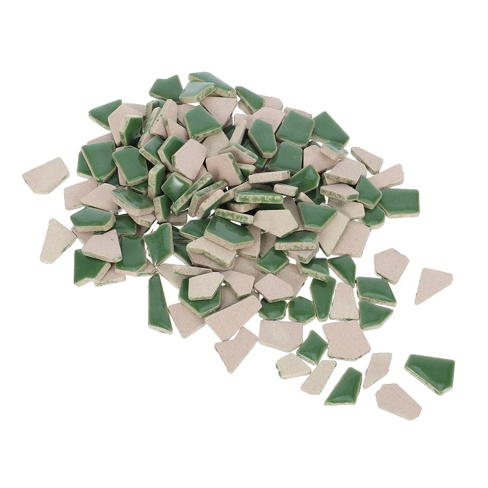 

1Pack DIY Irregular Broken Ceramic Tiles Mosaic Set Green Glazed Small Pieces for Home Decor Kitchen Backsplash Bathroom Crafts