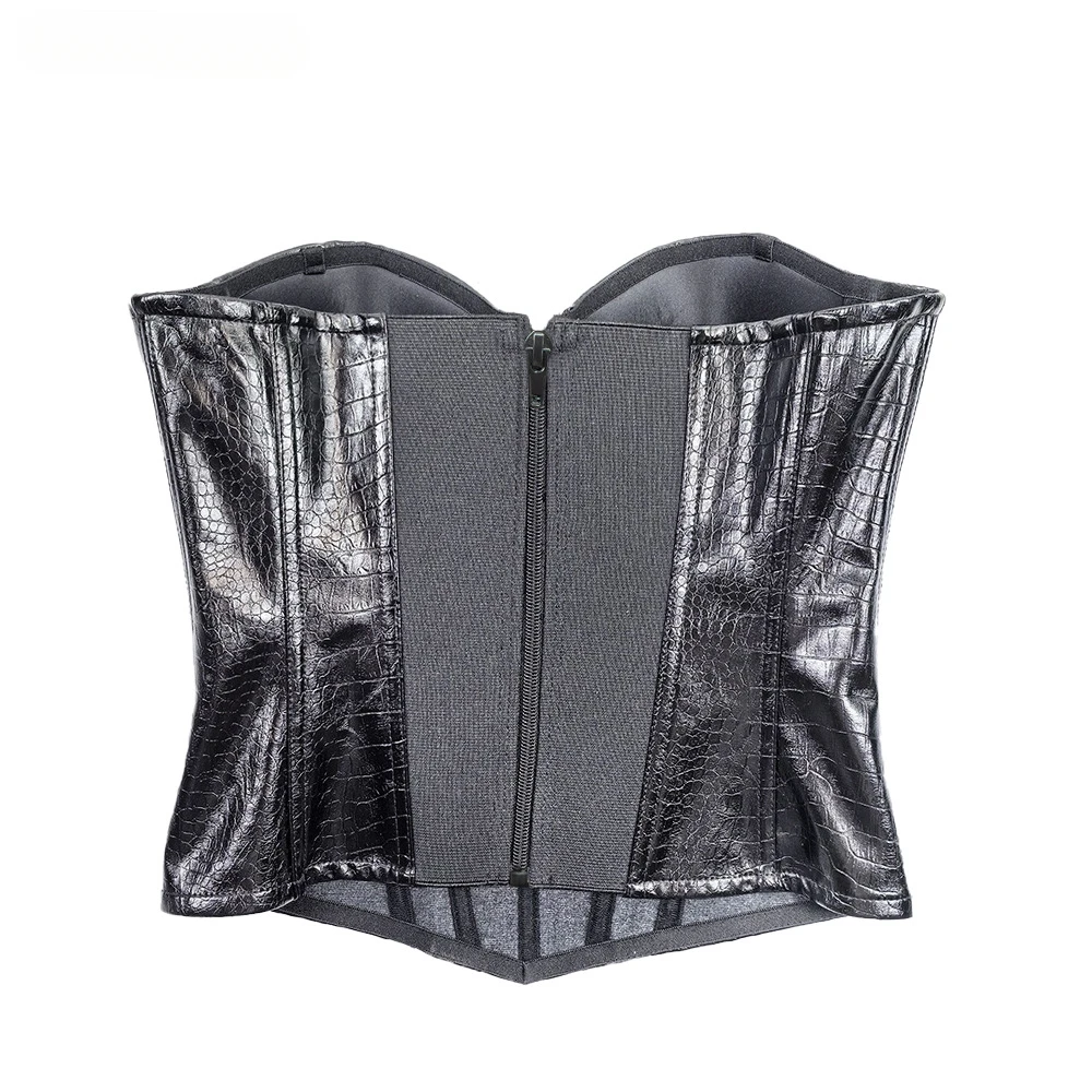 التمساح نمط بولي Leather الجلود مشد تانك القمم سستة Y2k ملابس النساء مثير تشكيل الكورسيهات شيك سليم الرسن سترة الصيف بروتيل #2