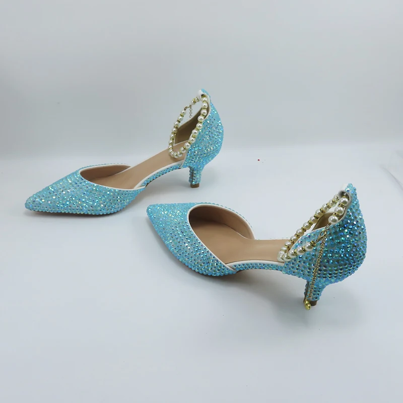 2019 Nuovo arrivo Scarpe da sposa da donna a punta 6 cm / 8 cm / 10 cm donna Scarpe da sera in cristallo AB verde menta Scarpe moda