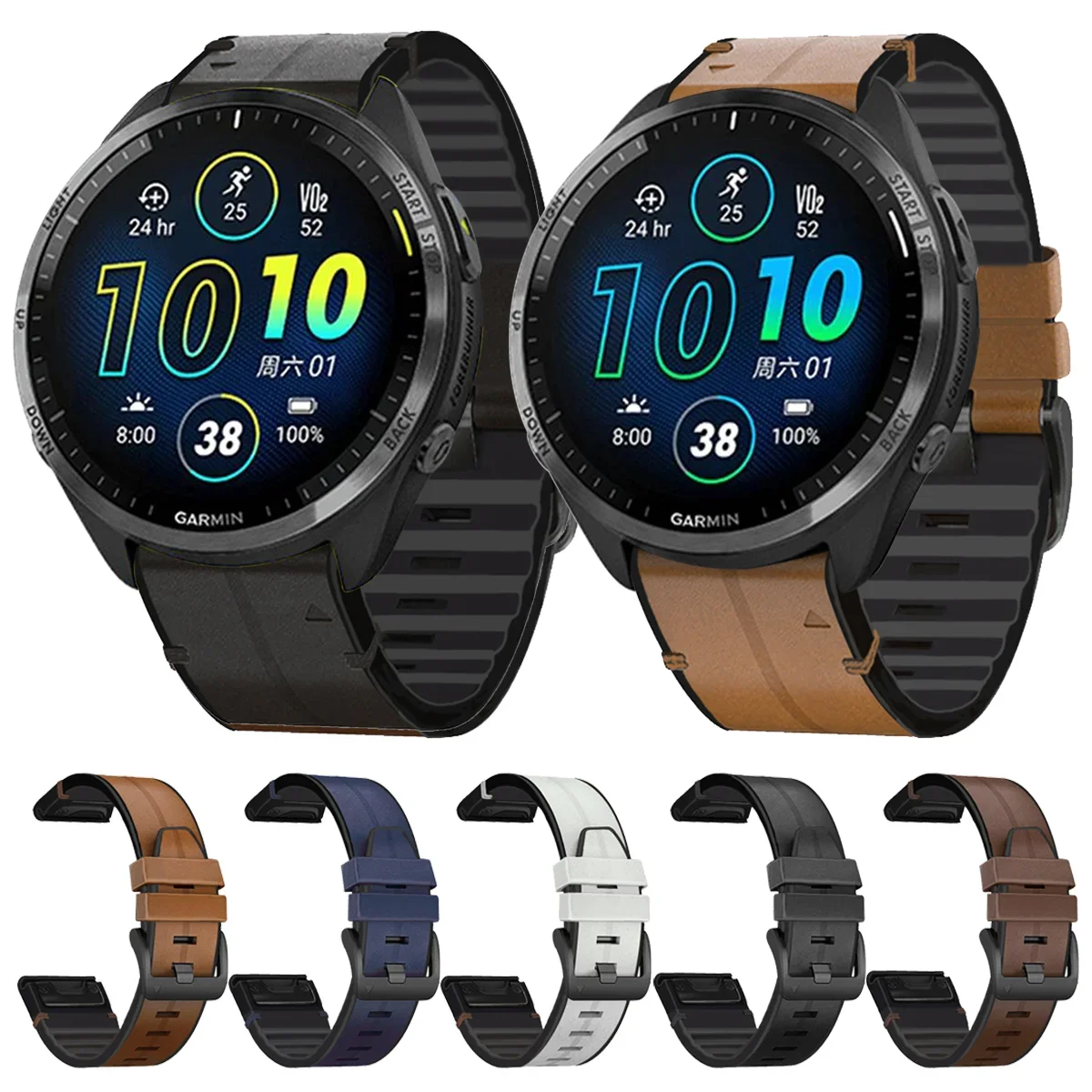 For Garmin Forerunner 965 955 945 Leather Quick Release Strap Replacement for Fenix 8 51/47mm 7 7X 6 6X 5 Bracelet Watchband