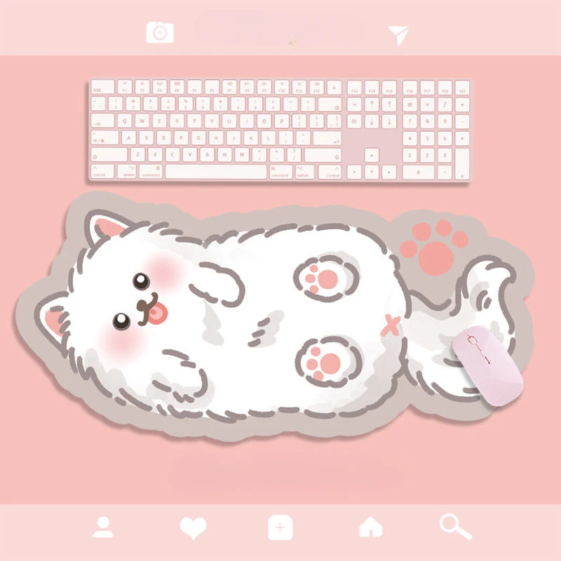 Cartoon cute cat shaped diatomaceous earth mouse pad, absorbent, non slip, wear-resistant, oversized office wrist guard pad