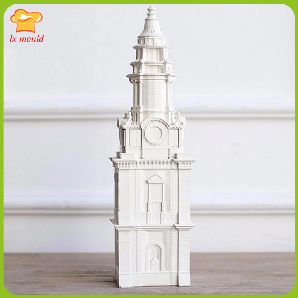 European Style Building Home Decoration Mould Big Ben Candle Silicone Mold St. Paul\'s Cathedral Plaster Craft Silicone Mold