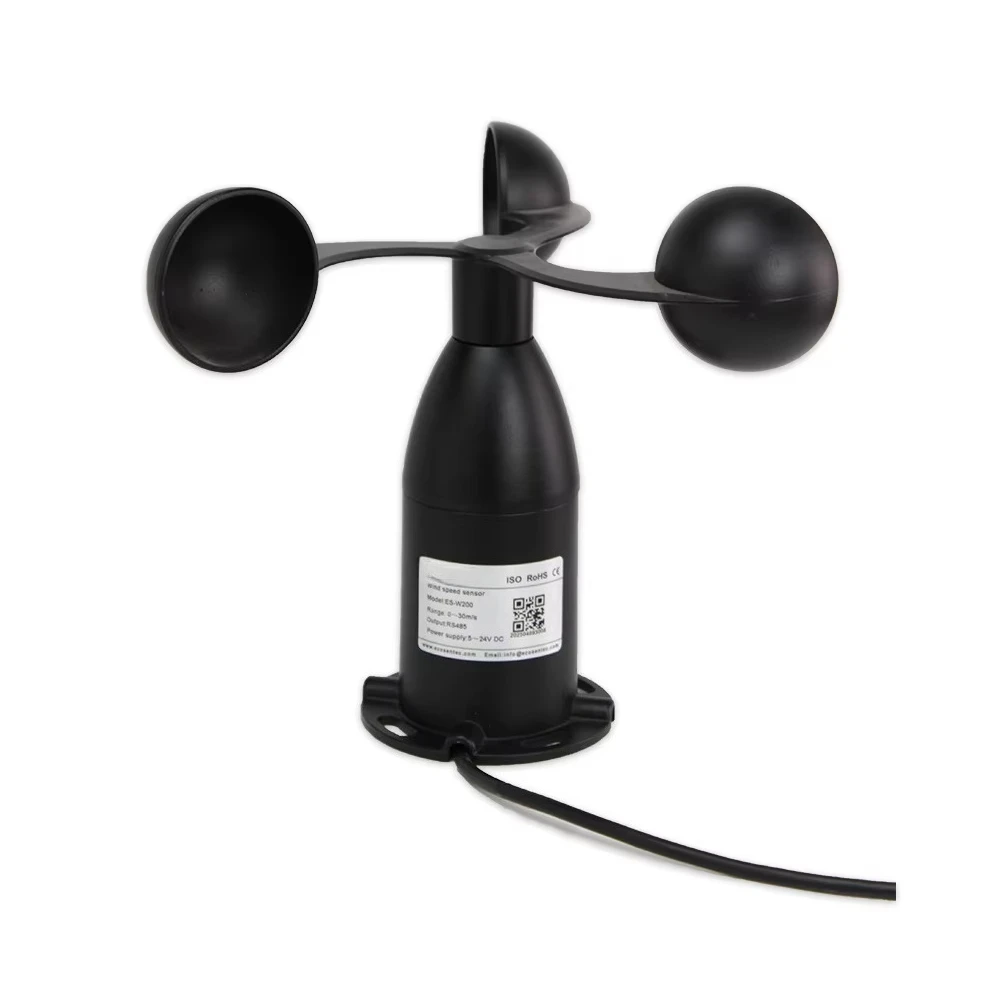 ES-W200 Cup Wind Speed Sensor Aluminum Alloy 3 Cup Anemometer Heated Optional Weather Resistant Meteorological Wind Speed Sensor