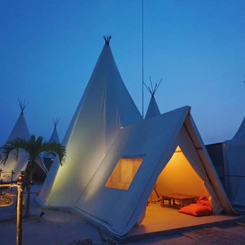 Lndian-tiendas de campaña grandes para Hotel, actividades al aire libre, viento y lluvia, a prueba de lluvia, carpa piramidal engrosada