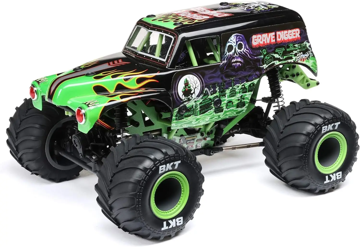 Mini LMT Grave Digger 1/18 Scale 2S 4X4 RTR Brushed Monster Truck Green with Battery And Charger Included Remote Control Toy