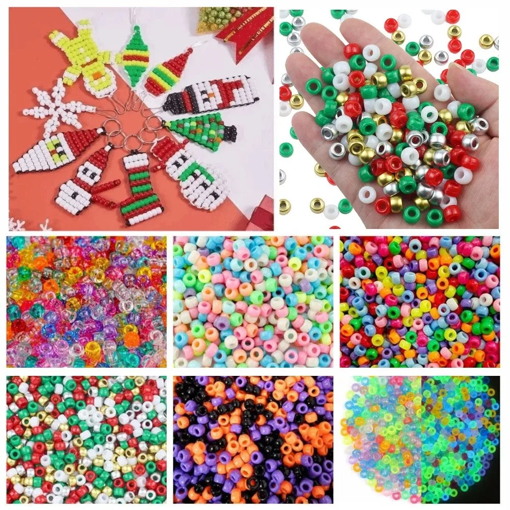 1000Pcs 6x9mm Dreadlock Hair Beads Luminous DIY Crafts Bead Stringing Materials Multi-Colored Large Hole Colorful Braiding Beads
