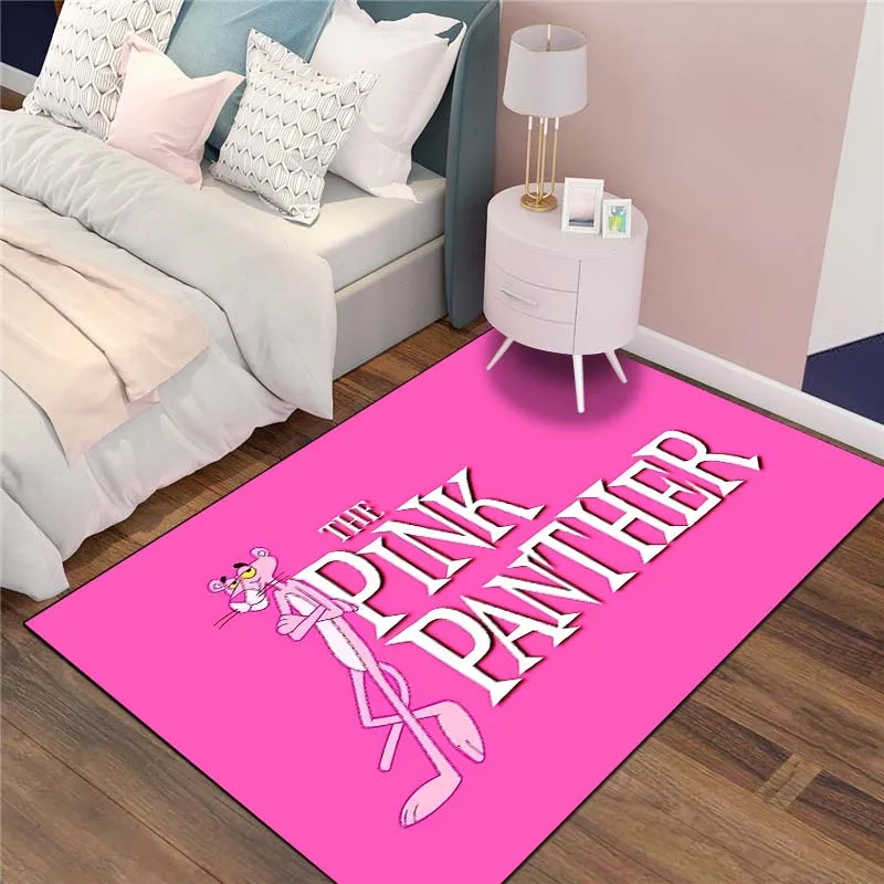 MINISO Pink Panther Printing Carpet for Girls Room Living Room Bedroom Home Decor Area Rug Non-slip Mat Pink Room Decor Sofa Mat