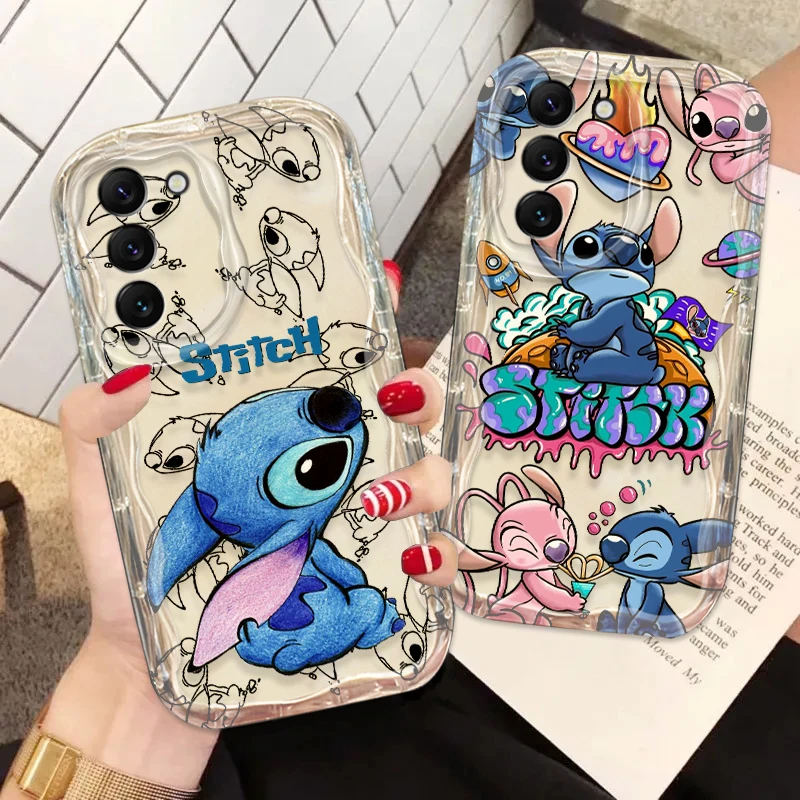 Disney Stitch LOVE For Samsung S24 S23 S21 S20 Ultra Plus FE A73 A72 A71 A51 A05S A05 5G Wave Oil Funda Phone Case