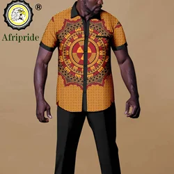 Africano outfits for men agasalho manga curta impressão camisas e calças conjunto dashiki outfits plus size casual sweatsuits a2216089