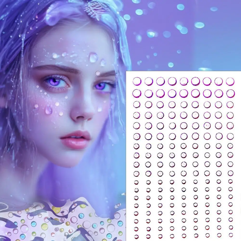 

Disposable Water Droplets Stickers 3D Face Gems Jewelry Crystal Diamond DIY Eyes Face Body Rhinestones Makeup Party Decoration