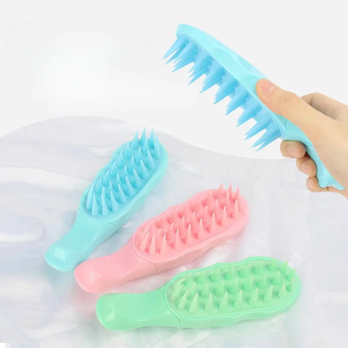 

Extended Handle Soft Silicone Shampoo Scalp Hair Massager Hair Washing Comb Shower Brush Bath Spa Massage Brush Wholesale New