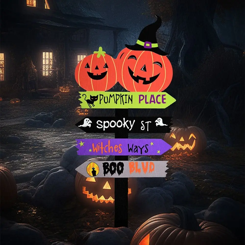 

Creative Garden Wooden Signs Vintage Durable Outdoor Halloween Signs Spooky Lightweight Halloween Yard Sign Haunted House Decor