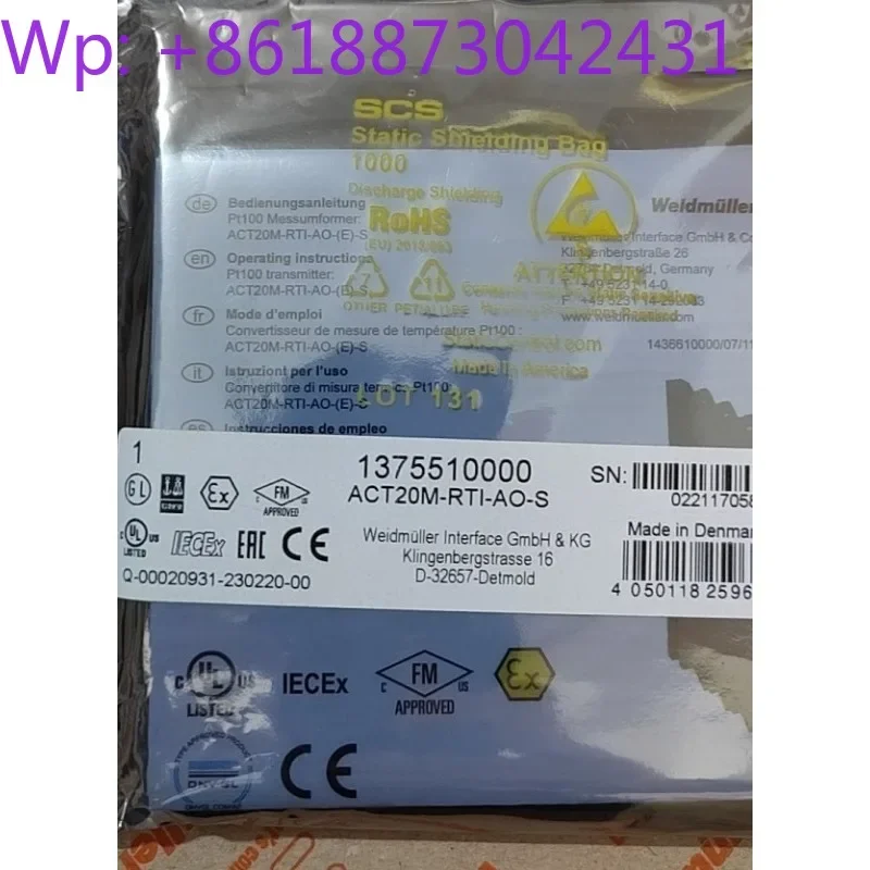 New Original Weidmüller Ultra-thin Signal Isolator ACT20M-RTI-AO-S 1375510000 1PCS