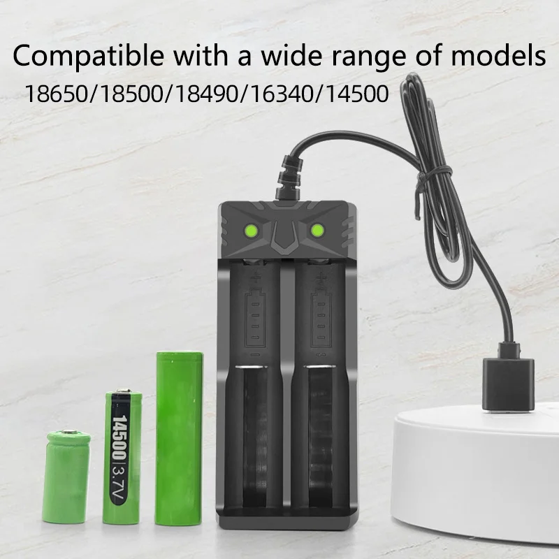 Зарядное устройство для аккумуляторов 18650, 18500, 18490, USB-зарядка, 2 слота, 4,2 в, перезаряжаемое литиевое зарядное устройство для аккумуляторов 16340, 14500
