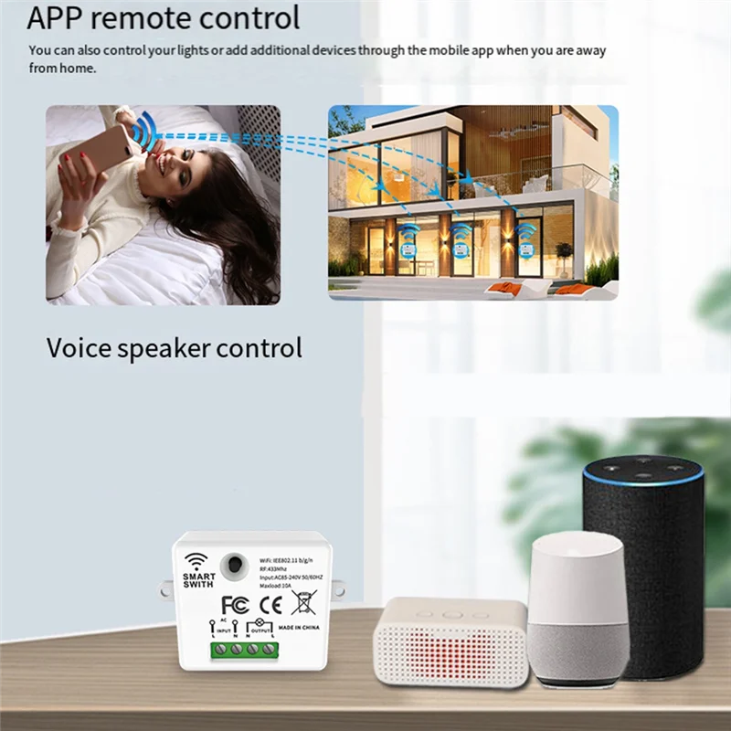 ReliableTuya Wifi RF433Mhz Smart Wireless Switch 1gang Remote Control Lighting Wall Switches for Lamp LED