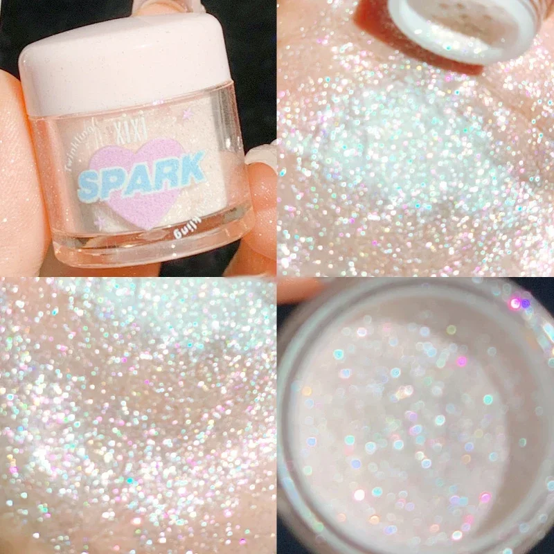 Heallor Dream Glitter Highlighter Powder Eyeshadow Makeup Face Brightening Pearl Three-dimensional Highlighter Powder Shimmer Co