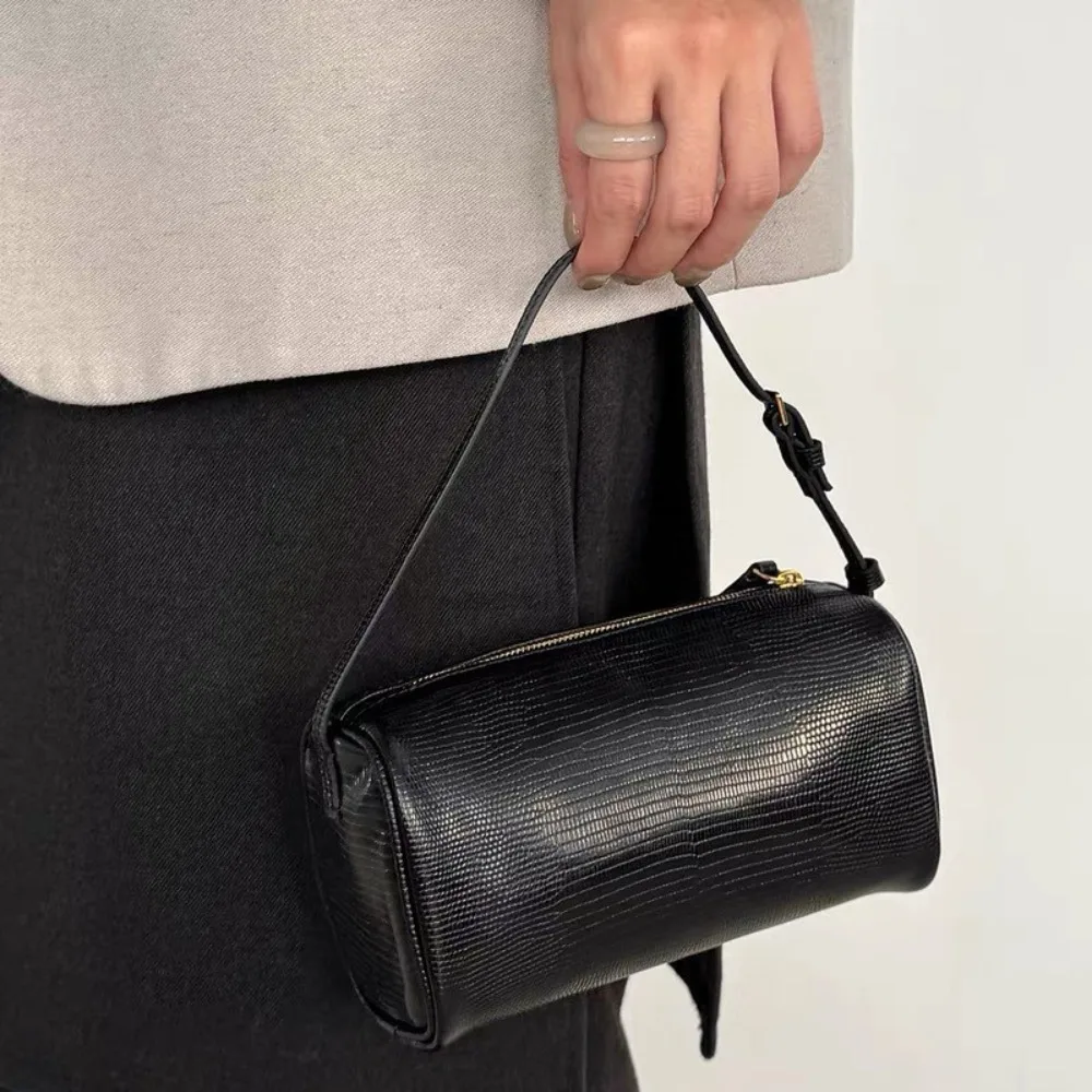 

Новая модная сумка-цилиндр 2026 года из кожи с узором под ящерицу, простая и изысканная, высококачественная, на одно плечо, через плечо