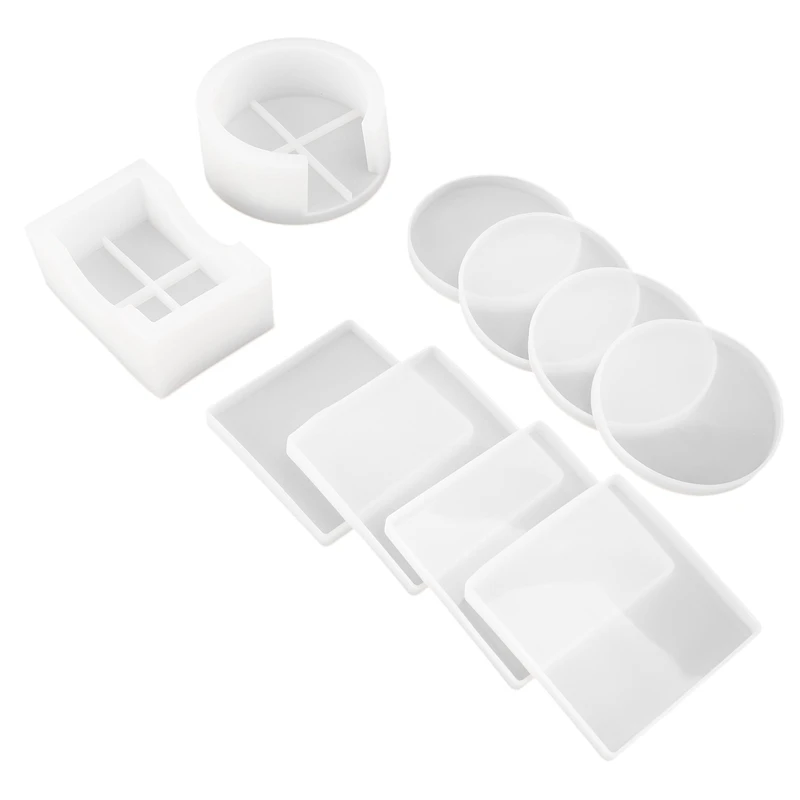 

Silicone Coaster Mold Resin Coaster Mold Kit With 10 Square And Round Coaster Mold Sets Home Decoration