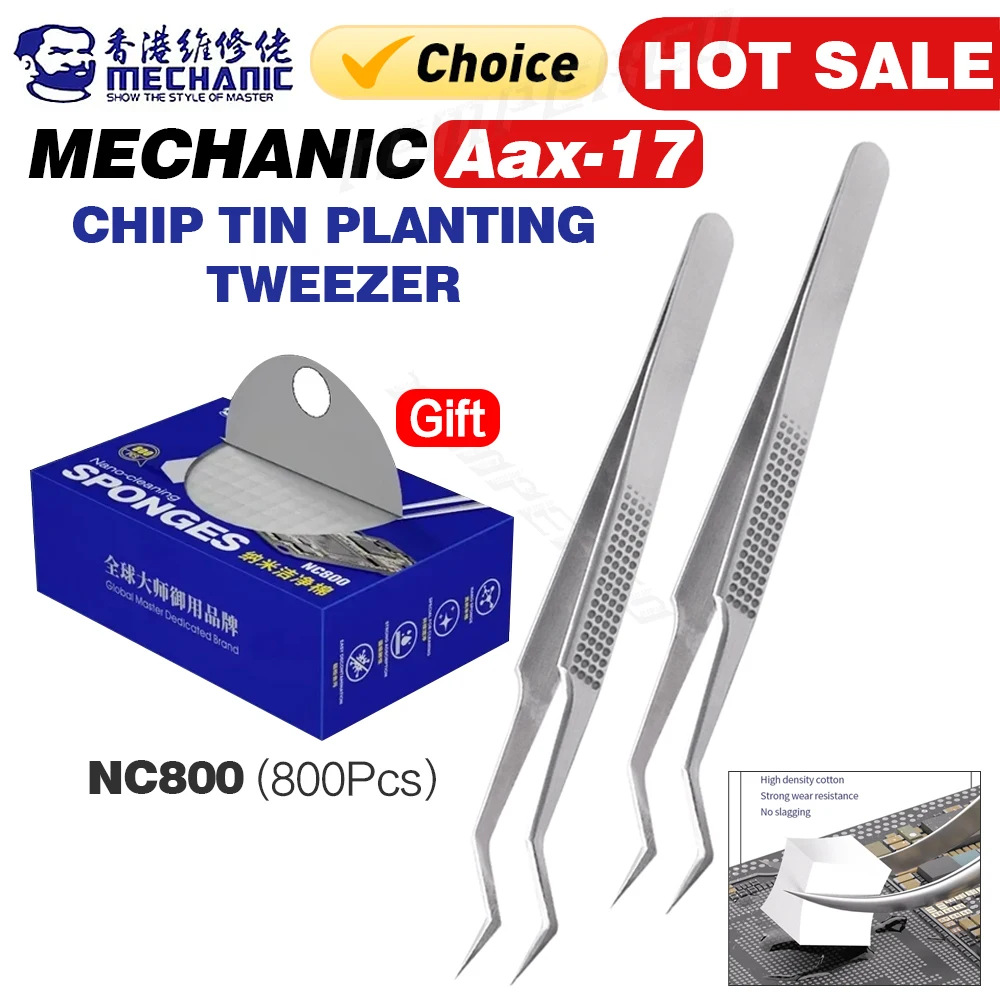 Mechanic Aax-17 Tin Positioning Tweezers For Precise Clamping Tin Wire Mobile Phone Nc800 Nano Sponge Cleaning Repair Hand Tools