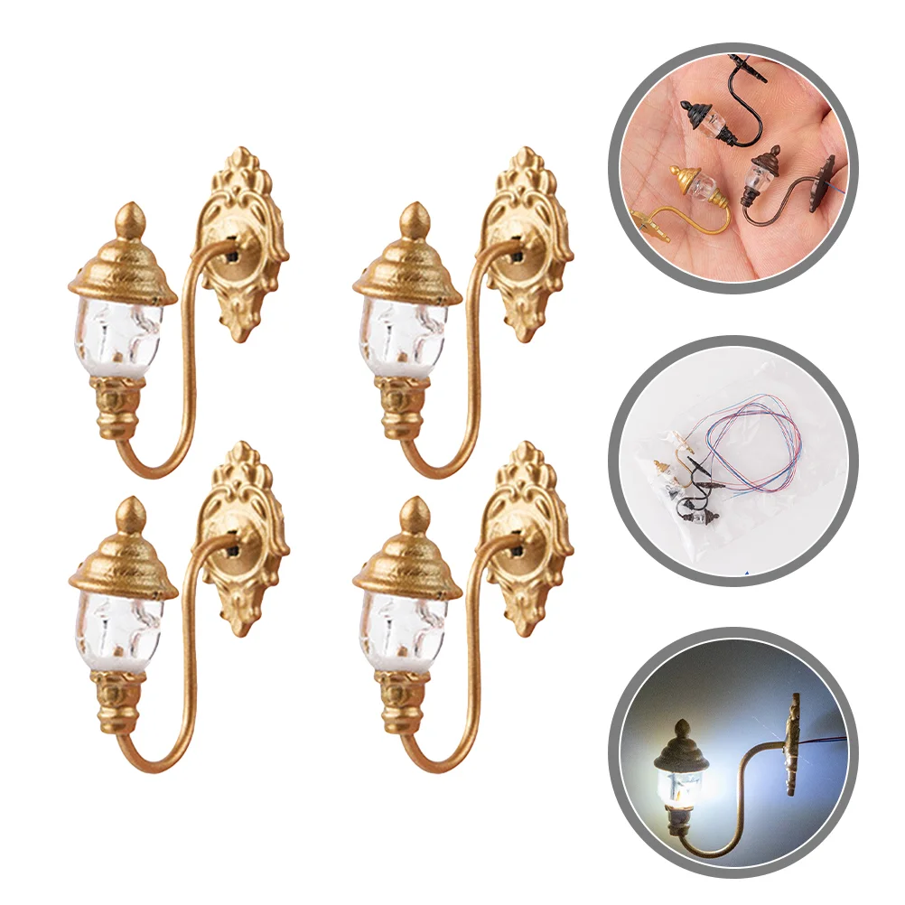 

4 Pcs Dollhouse Wall Light Furniture Miniature LED Lamp Landscape Lights Model Luminous Abs Sand Table Materials DIY
