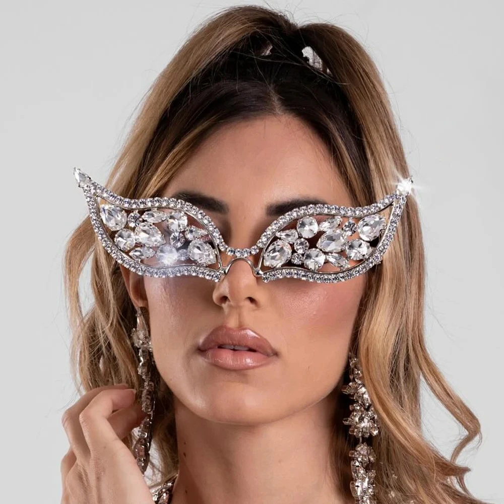 Stonefans Crystal Geometric Sunglasses Frame for Women Party Jewelry 2024 Ins Fashion Rhinestone Face Accessories Bridal Gifts