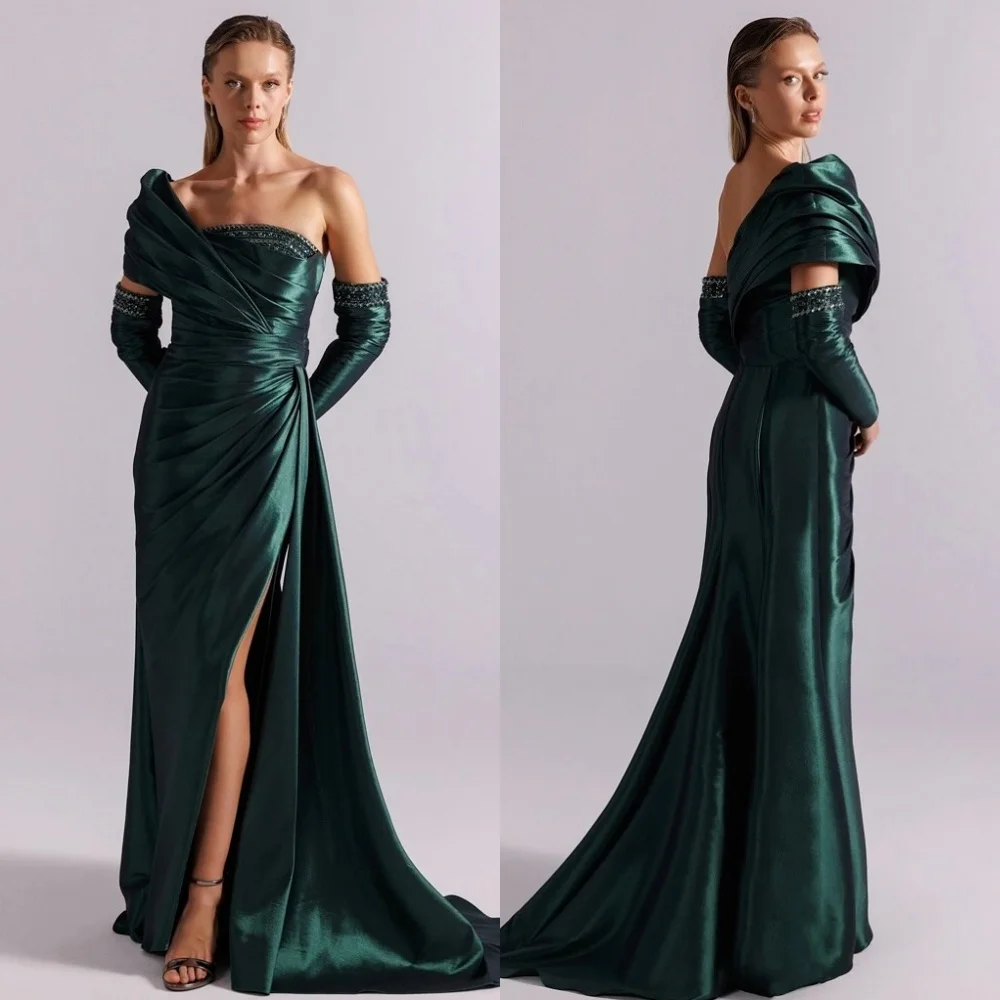 

Индивидуальные высокое качество, модные шармезные стразы, бисер, Русалка, длинные платья на одно плечо, одинаковые платья для особых случаев на заказ