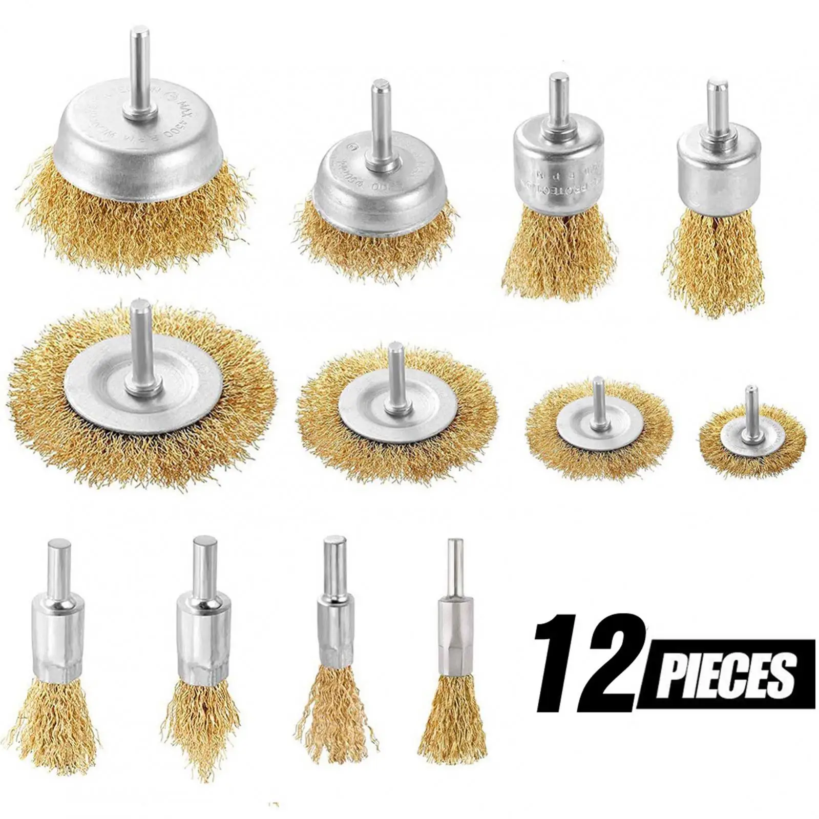 

12pcs/set Wire Brush Wheel Steel Cup Brush Set Rotary Tool for Drill Polishing Grinding Wheel Small Brush Accessories