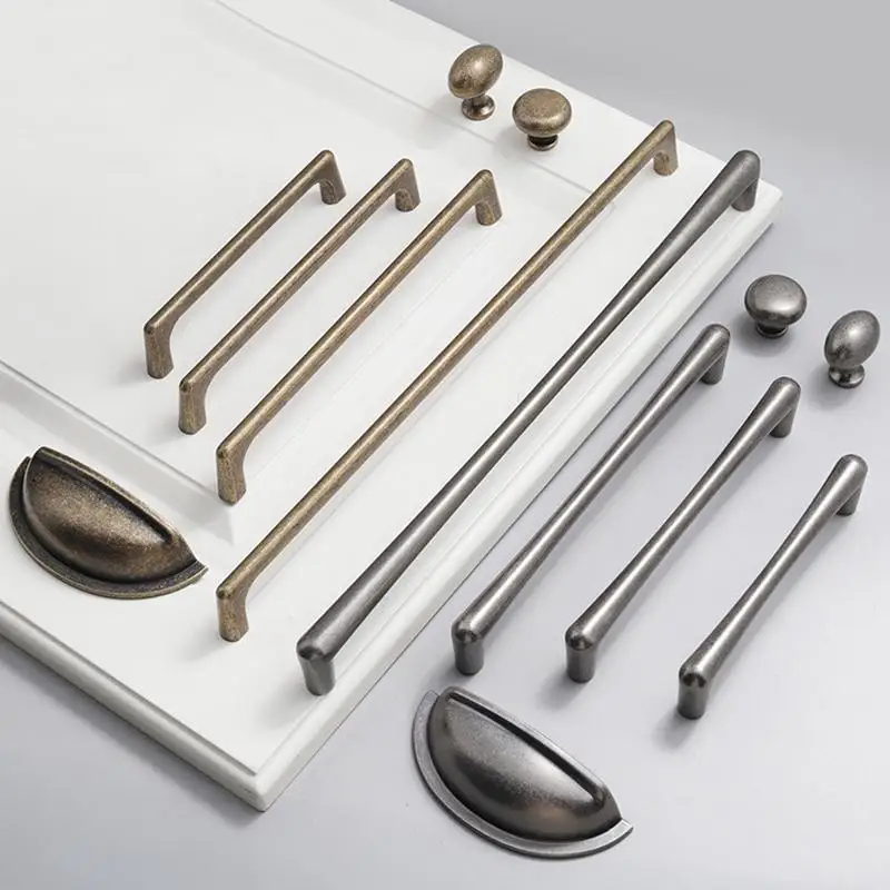 Antiker Bronze-Schubladengriff, Rostfreier Retro-Aluminiumgriff für Schrank, Kleiderschrank, Aufbewahrungstür, Schlafzimmermöbel-Upgrade – Detail 13