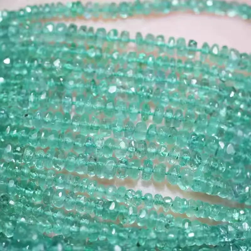 6A Emerald Light Green Roundelle Faceted Beads 2-2.5mm 15cm for Jewelry Making Necklace FPPJ Wholesale Loose