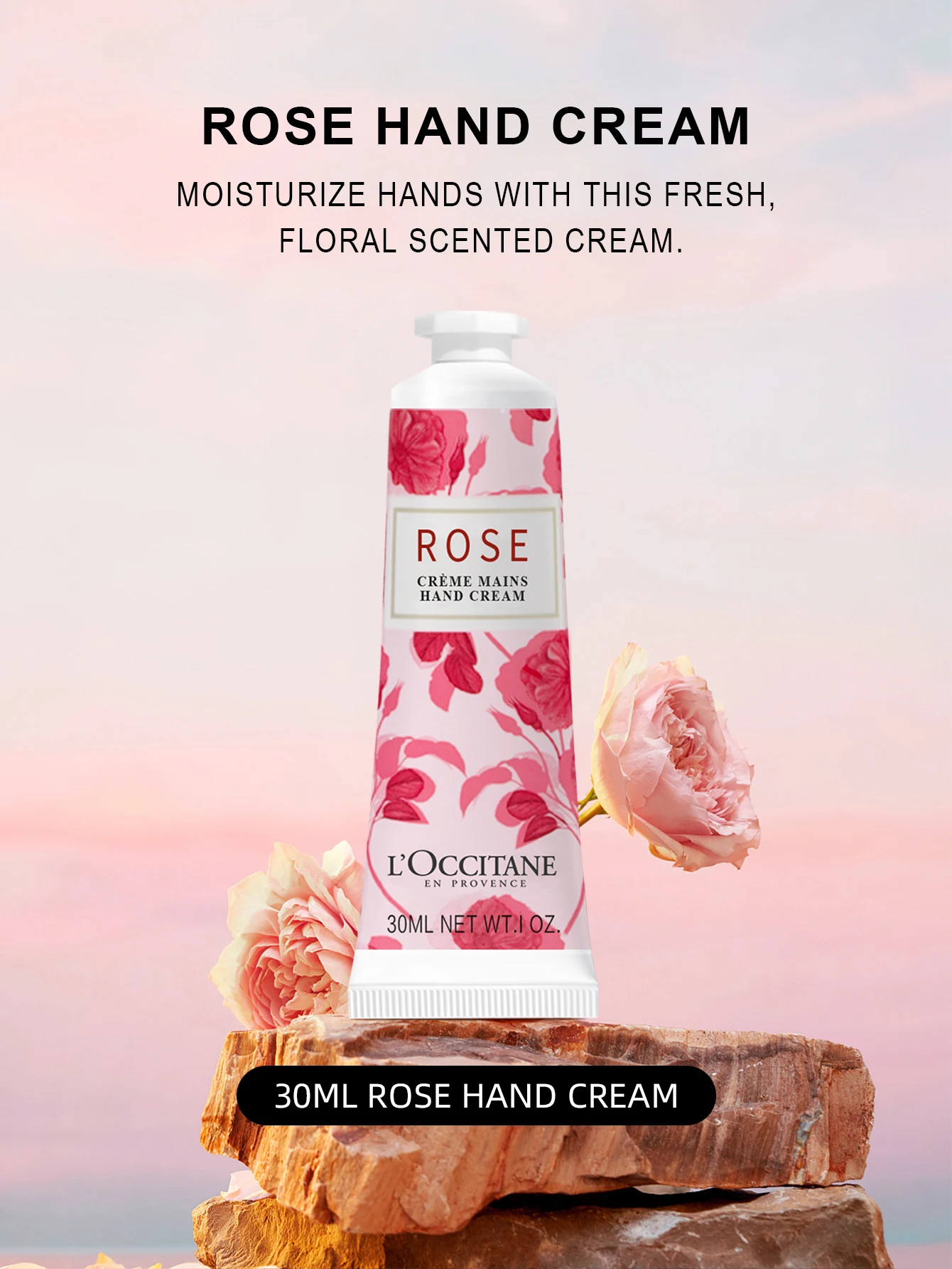 

L'Occitane en Provence Rose Hand Crema Питает и смягчает - 1,0 унции/30 мл