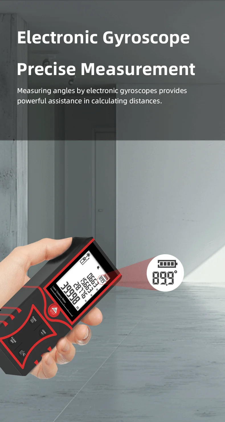 Model GS-16 Industrial Red Laser Tape Measure 120m Laser Distance Meter Rangefinder IP54 Rated ISO9001 Certified with Horizontal view 3