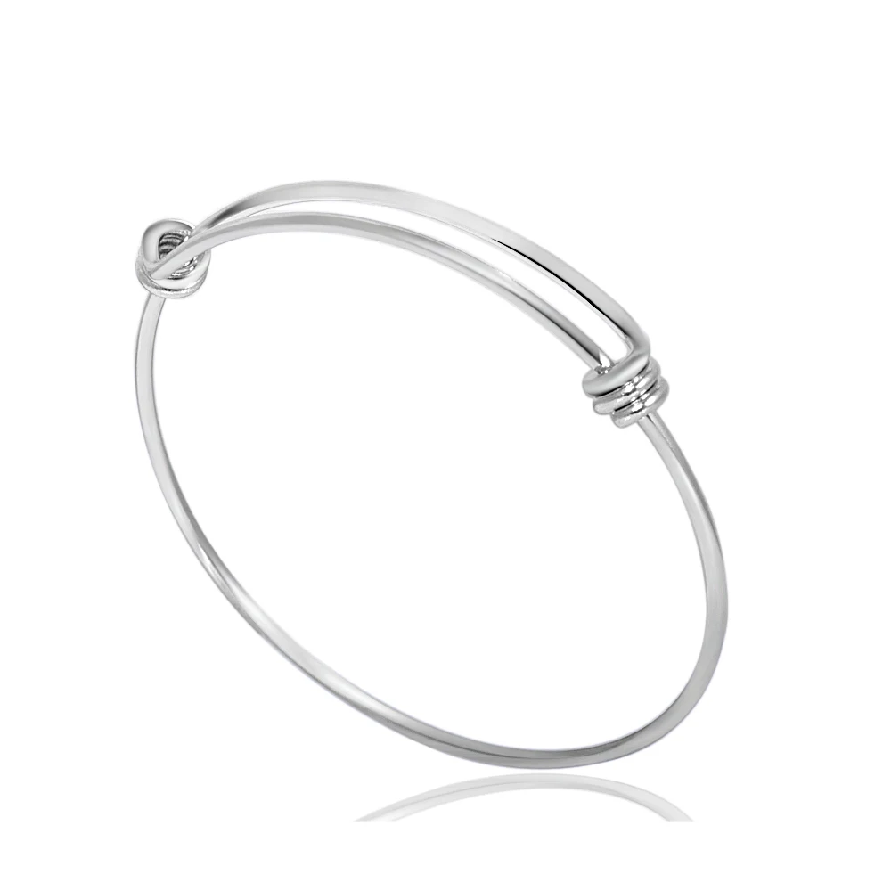 30Pcs/lot 100% Stainless Steel DIY Charm Bangle 50-65mm Jewelry Finding Expandable Adjustable Wire Bangles Bracelet