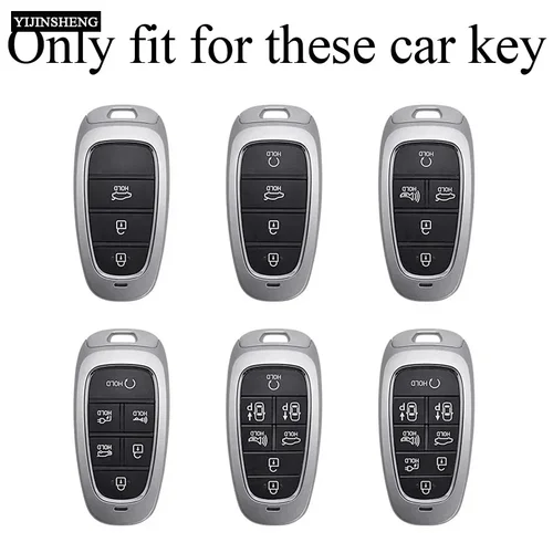 Imagen 2 del producto Funda de aleación de Zinc + cuero para llave de coche, funda para Hyundai Solaris Sonata Hybrid NEXO NX4 New Grand Santa Fe Tucson 2020 2021 2022 2023