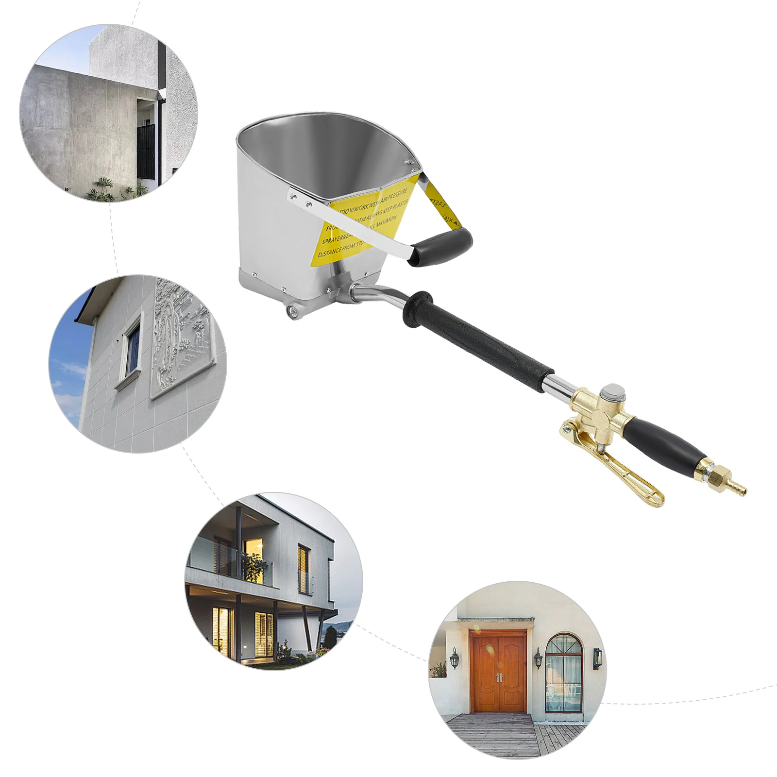 

4 Holes 8bar Spray Gun Tool Cement Spray Gun 3.5L Cement Mortar Spray Gun Tool Air Powered Sprayer Gun Tool with 1/2 Air Inlet