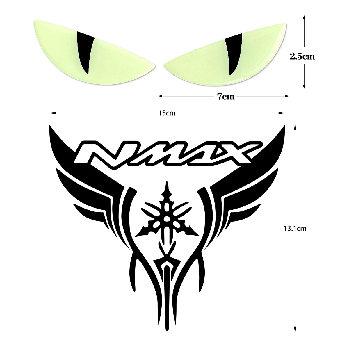 For Nmax NMAX 155 125 NMAX155 NMAX125 3D Gel Luminous Devil Eyes Motorcycle Stickers With 1 PCS Vinyl Decals Accessories SET