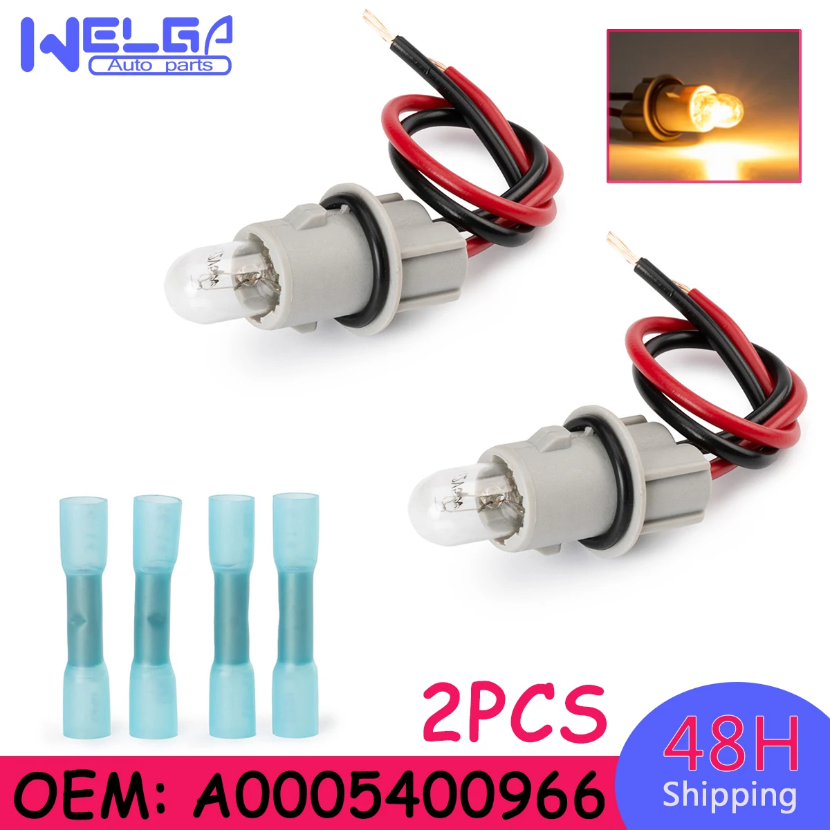 

2PCS/Set A0005400966 New Side Marker Lamp Light Bulb Socket Wire Harness For Mercedes-Benz 0005400966 Harness+Bulb