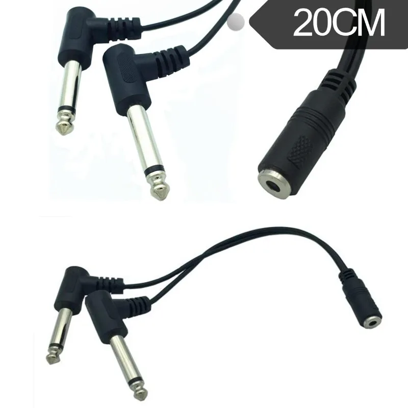 

20cm 3.5mm Female Plug To 2×6.35mm TRS Mono Male Jack Audio Socket Adapter Cable