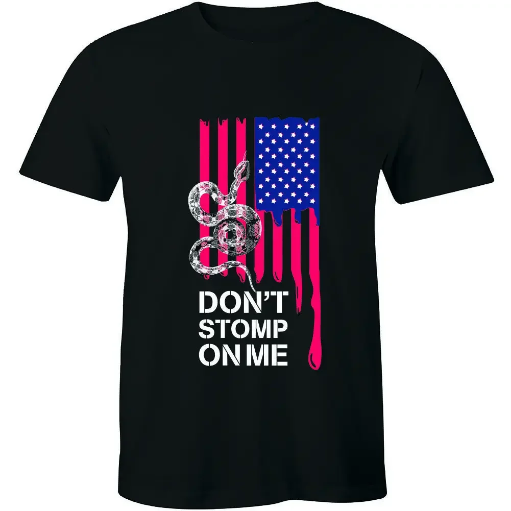 

Don't Stomp on Me - American Flag Snake T-Shirt New 100% Cotton O-Neck Summer Short Sleeve Casual Mens T-shirt Size S-3XL
